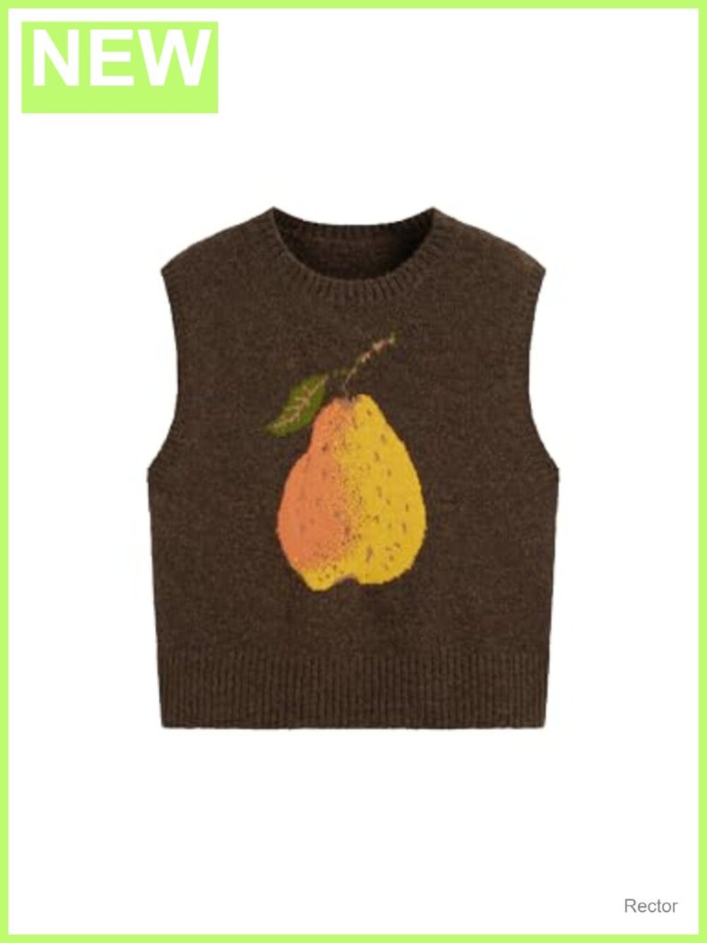 Sweater Vest Knit Sleeveless Pear Graphic Tank Top